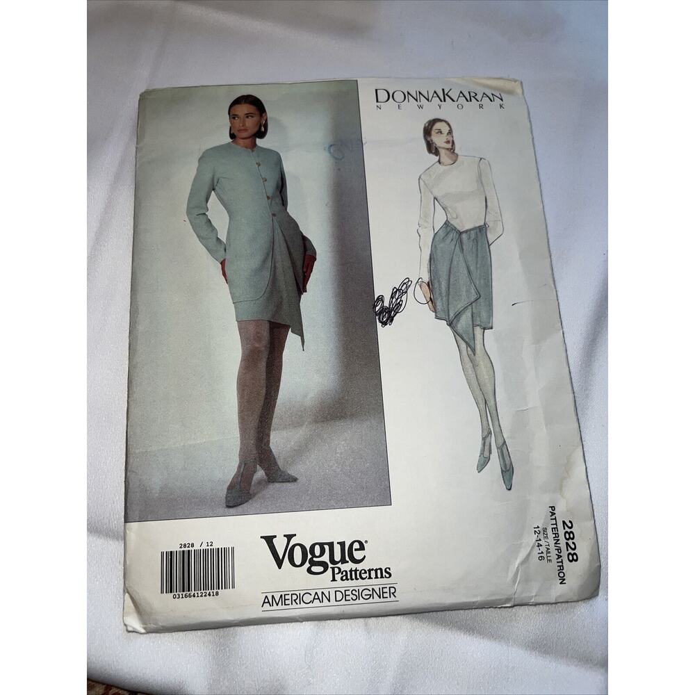 VTG 90’s Vogue American Designer Donna Karan 282 Szs 12-14-16 Jacket Skirt FF